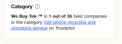 Trustpilot ranked number 1 in the recycling category